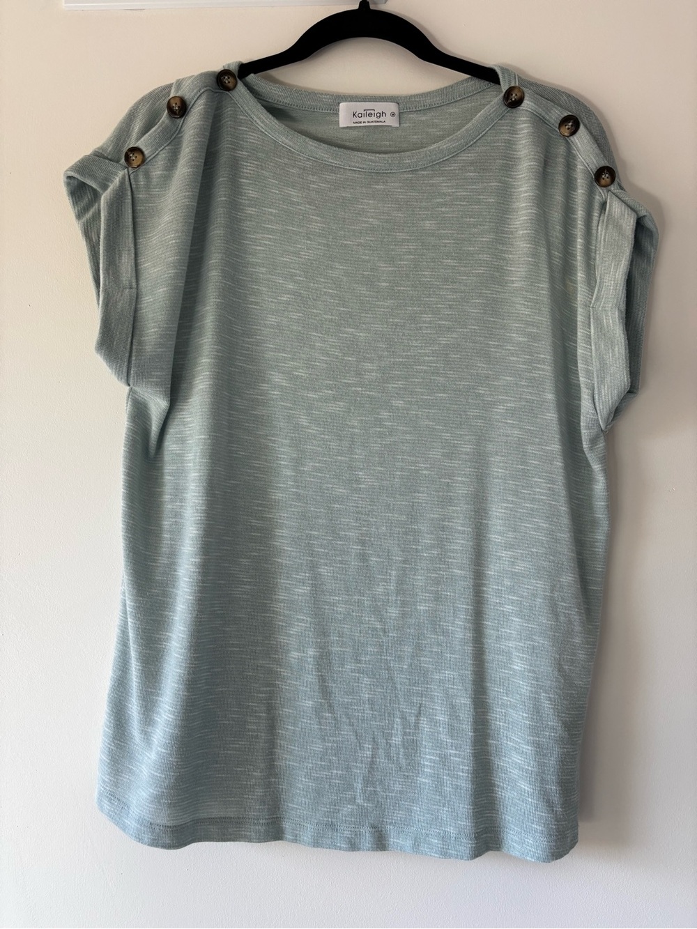 Kaileigh Mercy Light Sage Button-Shoulder Knit Short Sleeve Top - Picture 4 of 9